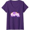 imageWomens Furby Club Furby Colorful Gradient Musical Notes Furry Logo VNeck TShirtPurple