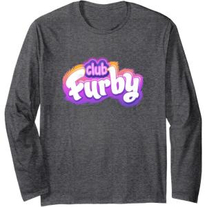 imageFurby Club Furby Colorful Gradient Furry Logo Long Sleeve TShirtDark Heather Grey