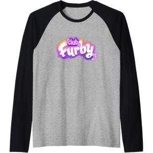 imageFurby Club Furby Colorful Gradient Musical Notes Furry Logo Raglan Baseball TeeBlackAthletic Heather