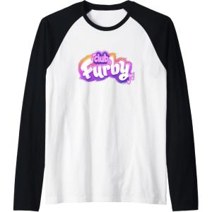imageFurby Club Furby Colorful Gradient Musical Notes Furry Logo Raglan Baseball TeeBlackWhite
