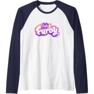 imageFurby Club Furby Colorful Gradient Musical Notes Furry Logo Raglan Baseball TeeNavy BlueWhite