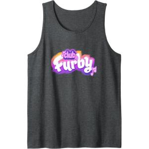 imageFurby Club Furby Colorful Gradient Musical Notes Furry Logo Tank TopDark Heather Grey