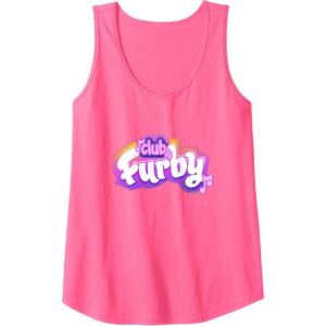 imageFurby Club Furby Colorful Gradient Musical Notes Furry Logo Tank TopNeon Pink