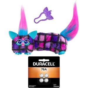 imageFurby DJ Furblets DisCoDazz Mini Electronic Plush Toy with Funny Stretchable Sound Effects ampamp Music  Duracell 76A 15V Alkaline Batteries 4 Count BundleDJ Furblet  Duracell 76A 4Pack