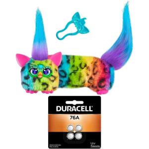 imageFurby DJ Furblets RainBowKat Mini Electronic Plush Toy with Funny Stretchable Sound Effects ampamp Music  Duracell 76A 15V Alkaline Batteries 4 Count BundleDJ Furblet  Duracell 76A 4Pack