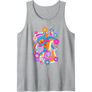 imageFurby Groovy Vintage 70s Rainbow Floral Waves Poster Tank TopHeather Grey