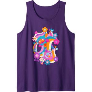 imageFurby Groovy Vintage 70s Rainbow Floral Waves Poster Tank TopPurple