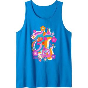 imageFurby Groovy Vintage 70s Rainbow Floral Waves Poster Tank TopSapphire Blue