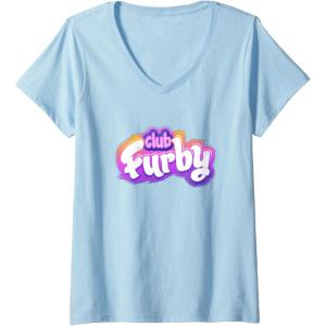 imageWomens Furby Club Furby Colorful Gradient Furry Logo VNeck TShirtBaby Blue