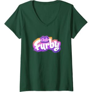 imageWomens Furby Club Furby Colorful Gradient Furry Logo VNeck TShirtDark Green