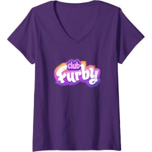 imageWomens Furby Club Furby Colorful Gradient Furry Logo VNeck TShirtPurple