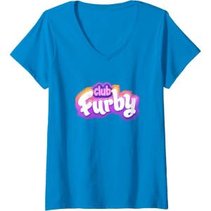 imageWomens Furby Club Furby Colorful Gradient Furry Logo VNeck TShirtSapphire Blue