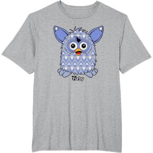 imageFurby Boom Classic Toy Blue Shapes Pattern Portrait TShirtHeather Grey
