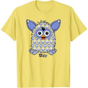 imageFurby Boom Classic Toy Blue Shapes Pattern Portrait TShirtLemon Yellow