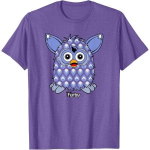 imageFurby Boom Classic Toy Blue Shapes Pattern Portrait TShirtPurple Heather
